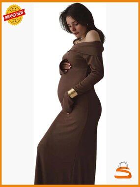 Off Shoulder Knit Bodycon Mermaid Maxi Maternity Dress